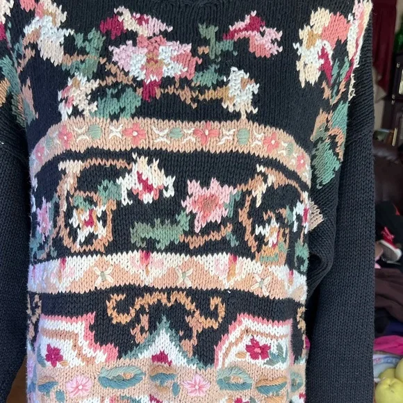 V I N T A G E 🌸 slouchy granny floral embroidered sweater🌸 - Picture 8 of 15